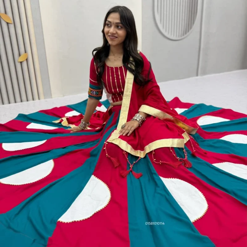 Navratri Special Pure Cotton Lehenga Choli with Gamthi Work & Vintage Dupatta